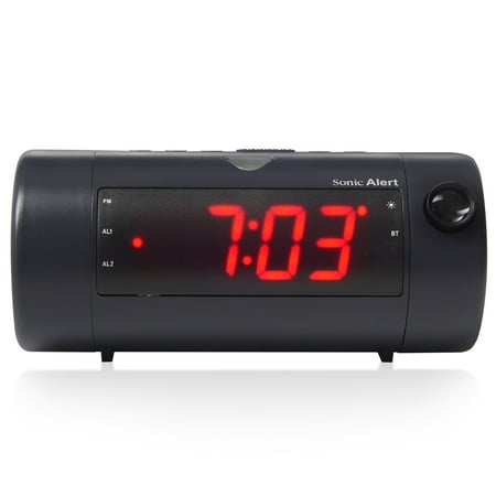 Sonic Alert - Sonic Blast Digital Projection Alarm Clock, Bluetooth Speaker, USB Charging Port - Black