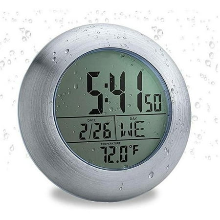 Sonnet Industries T-4691S Atomic Suction Cup Bathroom Clock with 4 Suction Cups & 1.5 in. LCD Numbers - Silver