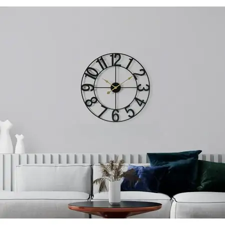 Sorbus Large Metal Numerical Wall Clock for Living Room Decor (Black, 16 Diameter)