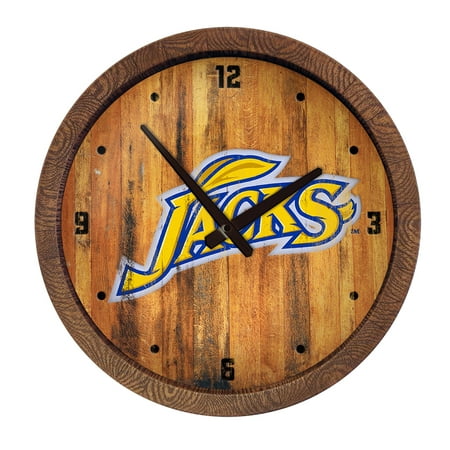 South Dakota State Jackrabbits: Weathered Faux Barrel Top Wall Clock