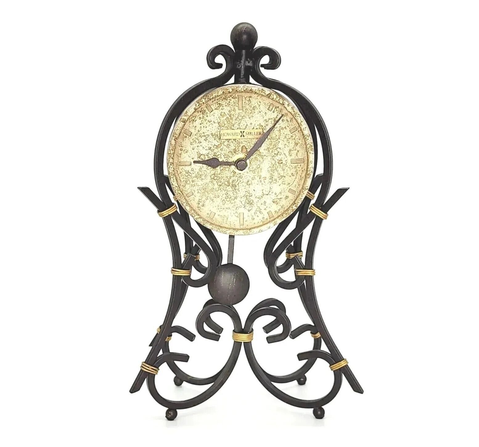 Stunning Howard Miller Vercelli Mantel Clock Wrought-Iron w/Gold Accents 635-141