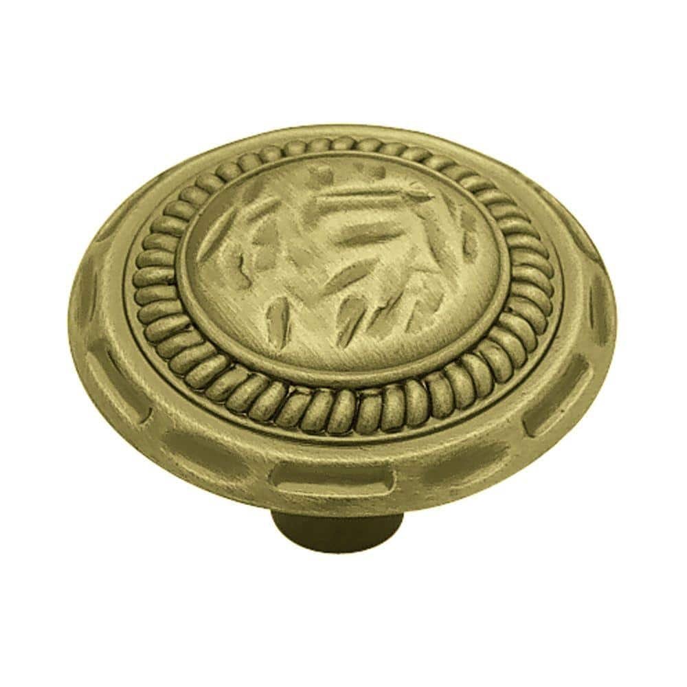 Sundial 1-3/8 in. (35 mm) Antique Brass Round Cabinet Knob