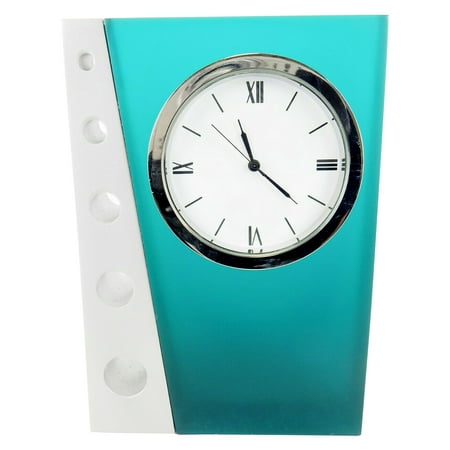 Sweda Silent Desk Analog Clock - Metal & Acrylic Body, Battery Operated, Contemporary Styling - Green