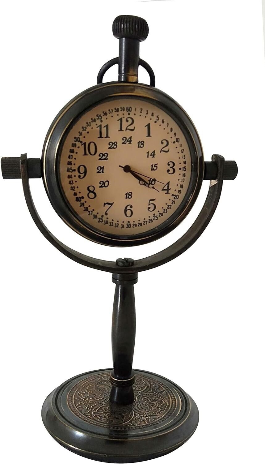 Table Clock Brass Desk clock Vintage Decor Handcrafted Antique replica Mantle