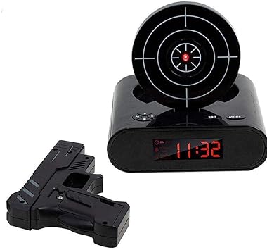 Target Alarm Clock for Heavy Sleeper, Creative Gun Alarm Clock, Shoot-to-Stop Alarm Clock, Gift for Kids Adults