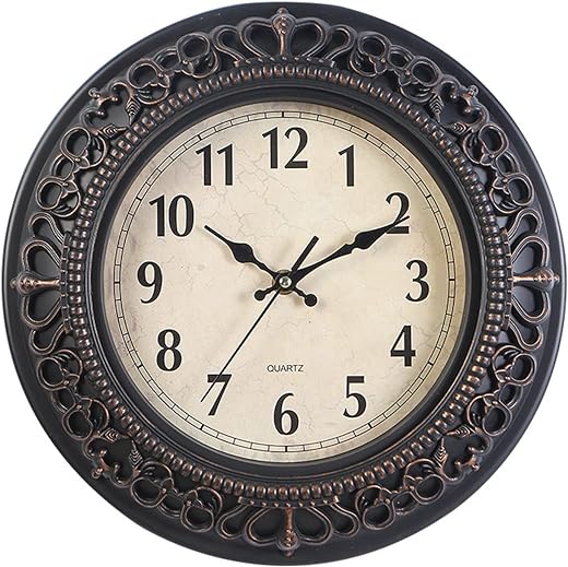 Tebery 12-Inch Silent Retro Quartz Clock, Decorative Wall Clock for Home/Office/School