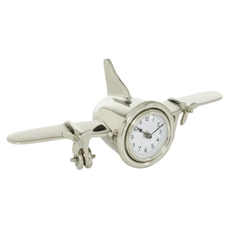 The Novogratz 6 Silver Aluminum Airplane Clock