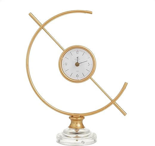 The Novogratz Metal Clock with Acrylic Base, 13 x 5 x 16, Gold