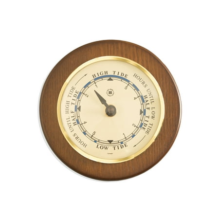 Tide Clock on 5 Cherry Wood with Brass Bezel.