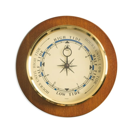 Tide Clock on 9 Cherry Wood with Brass Bezel.