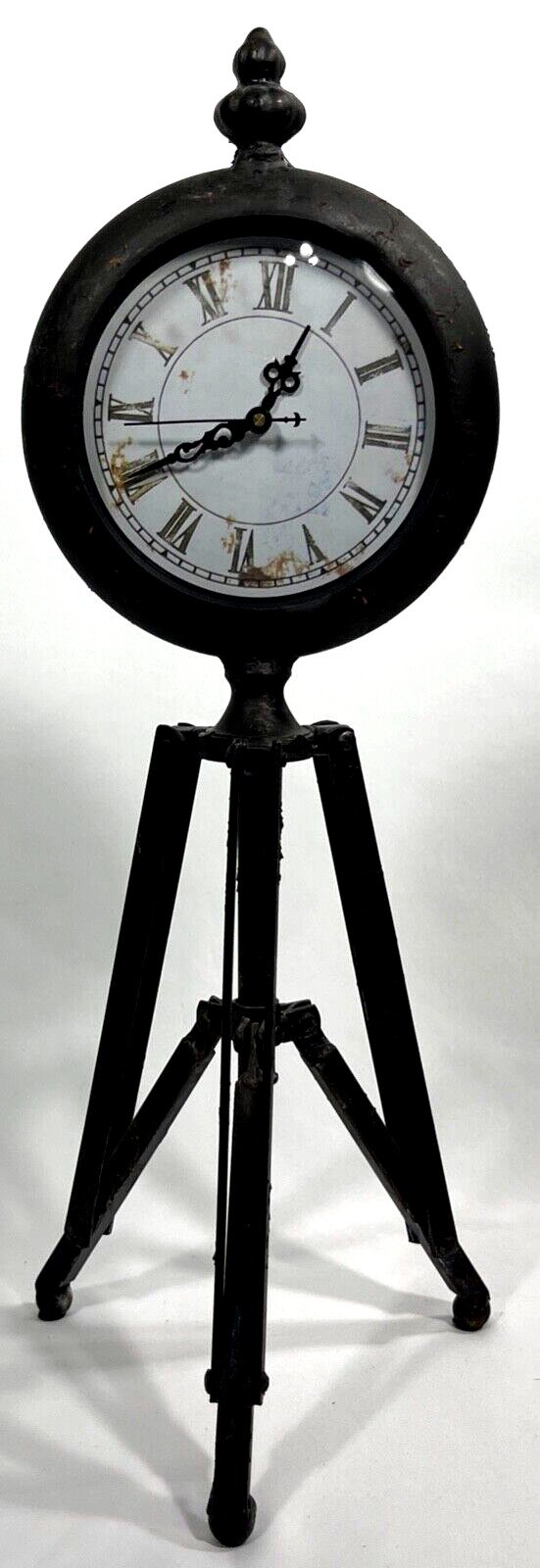 Tripod Clock, Vintage/Retro, Rustic Metal, Tabletop Clock, Unbranded
