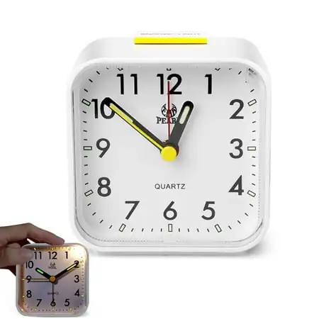 TSV Old-Fashioned Alarm Clock, Mini Battery Operated Analog Alarm Clock, SquareTravel Portable Alarm Clock, Compact & Lightweight Bedside Clock with Snooze Timed for Teenager, Elderly, Travelers