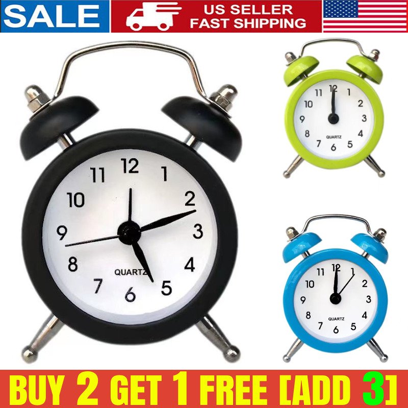 Twin Bell Alarm Clock Vintage Retro Loud Clocks Battery Bedside Desk Analogue US