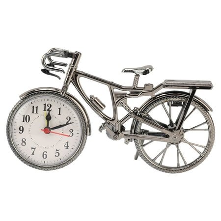 Uadme Bike Clock Lifelike Vintage Decorative Ornament Compact Table Alarm Clock, Retro Bicycle Metal Desk Clock Living Room Bedroom Decoration for Home Dormitory Office