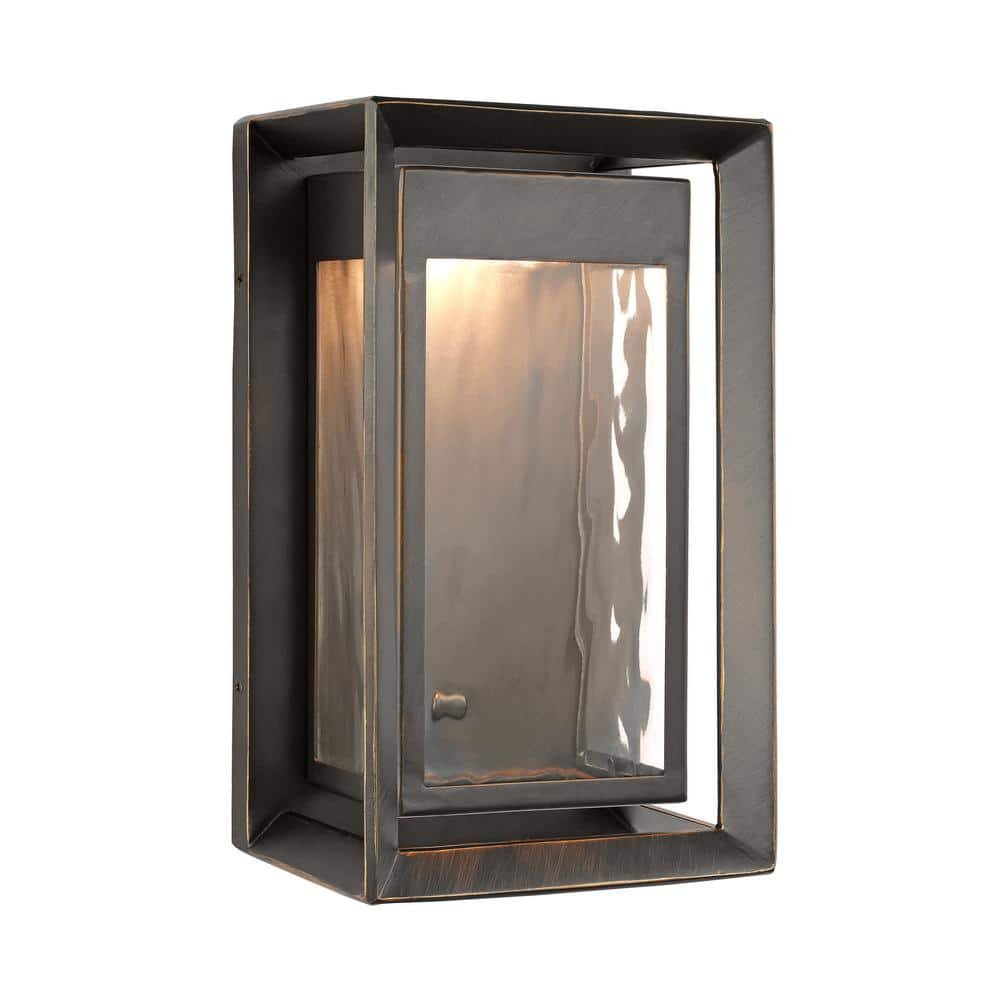 Urbandale 1-Light Antique Bronze Outdoor 10 in. Integrated LED Wall Lantern Sconce