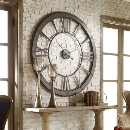 Uttermost 06084 Ronan Large Oversized 60 Round Rustic Farmhouse Wall Clock - Bronze