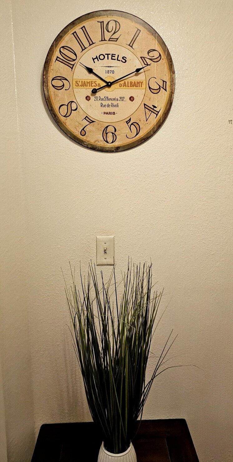Vintage 18" Wall Clock Home Decor Living Room Round Hotel Paris Lobby decor