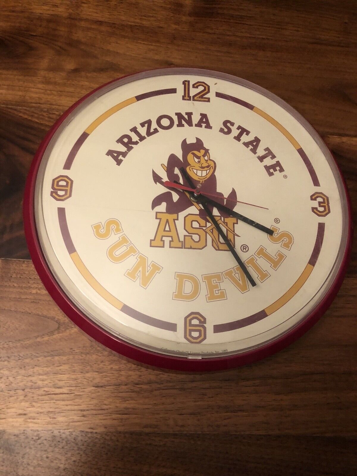 Vintage 1993 Collegiate Wall Clock Arizona State Sun Devils