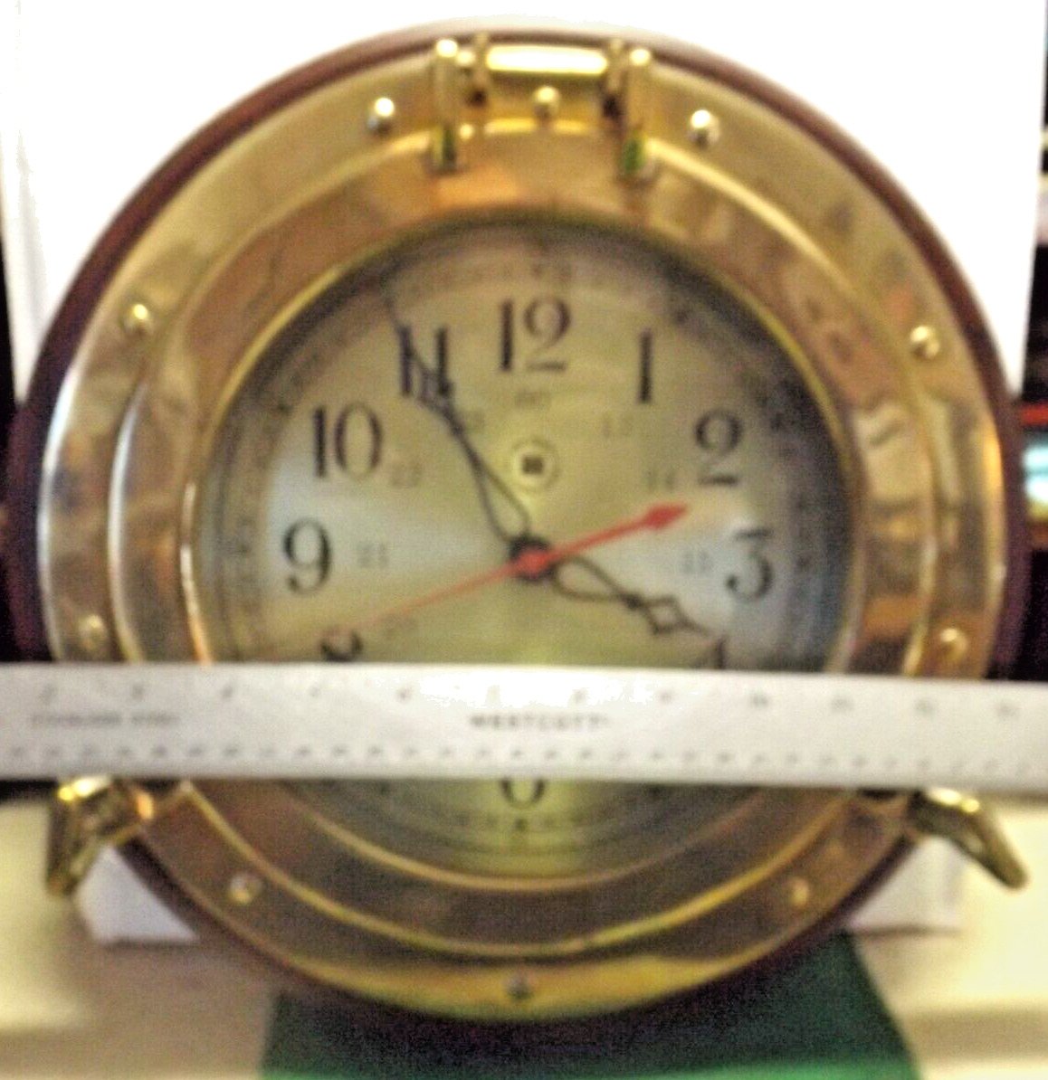 Vintage BEY-BERK Quartz Nautical Ships Port-Hole WALL CLOCK Brass USA LARGE
