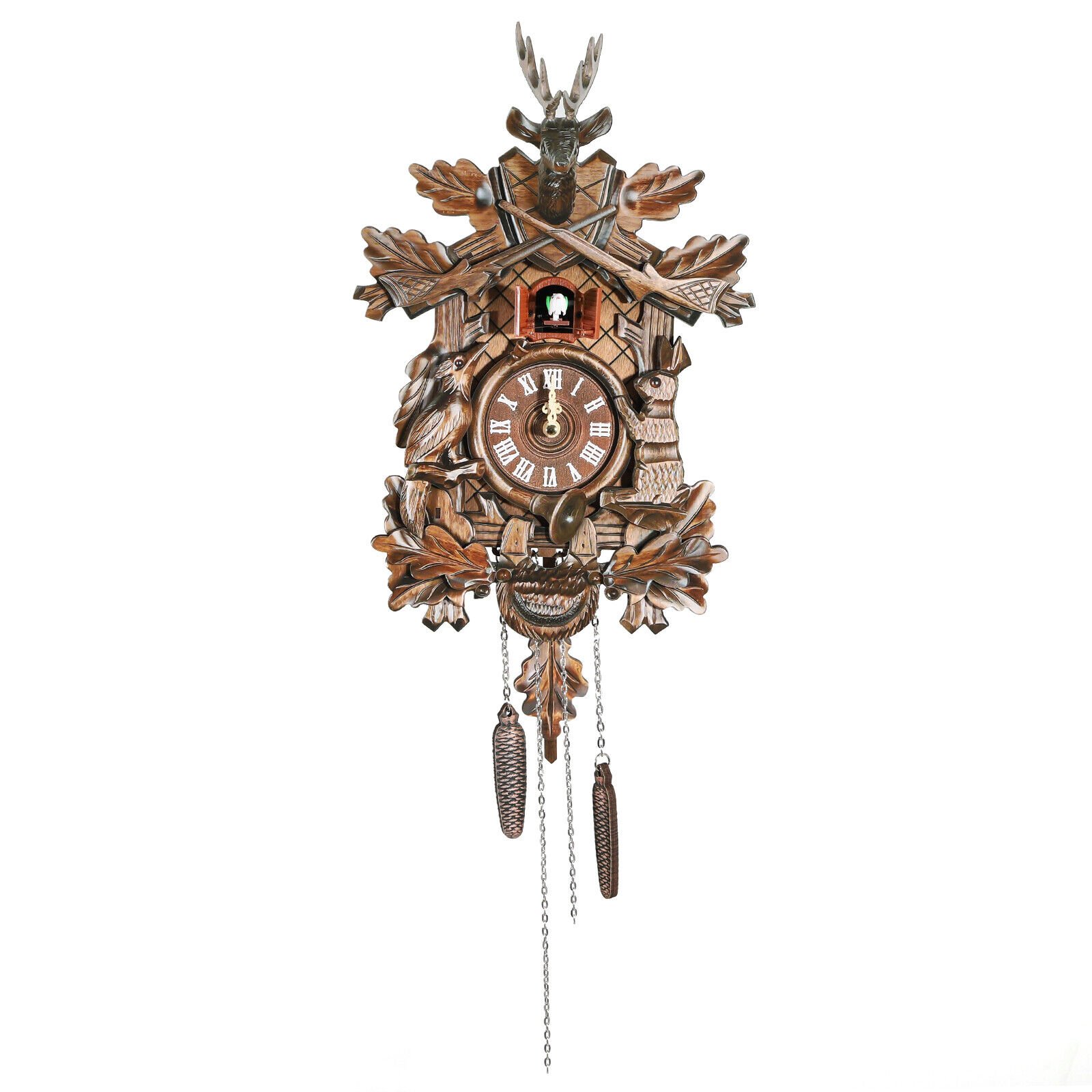 Vintage Clock German Black Forest Wooden Hunter Cuckoo Clock