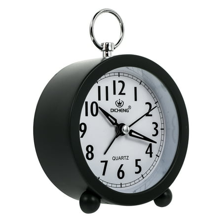 Vintage Decor Student Alarm Round Table Clock Round Clock Alarm Clock Alarm Clock Decorate Plastic Glass Student Office