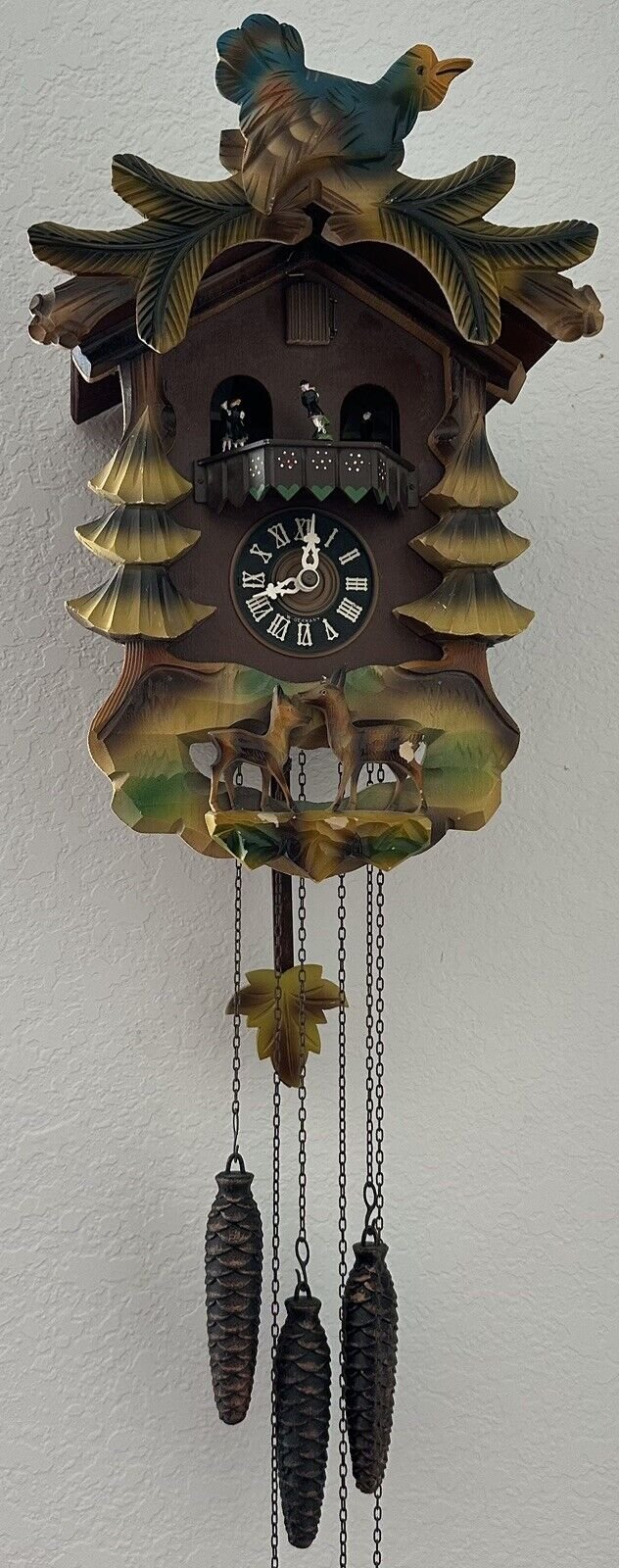Vintage German Musical Chalet 1 day REGULA Cuckoo Clock Black Forest Nice Cond