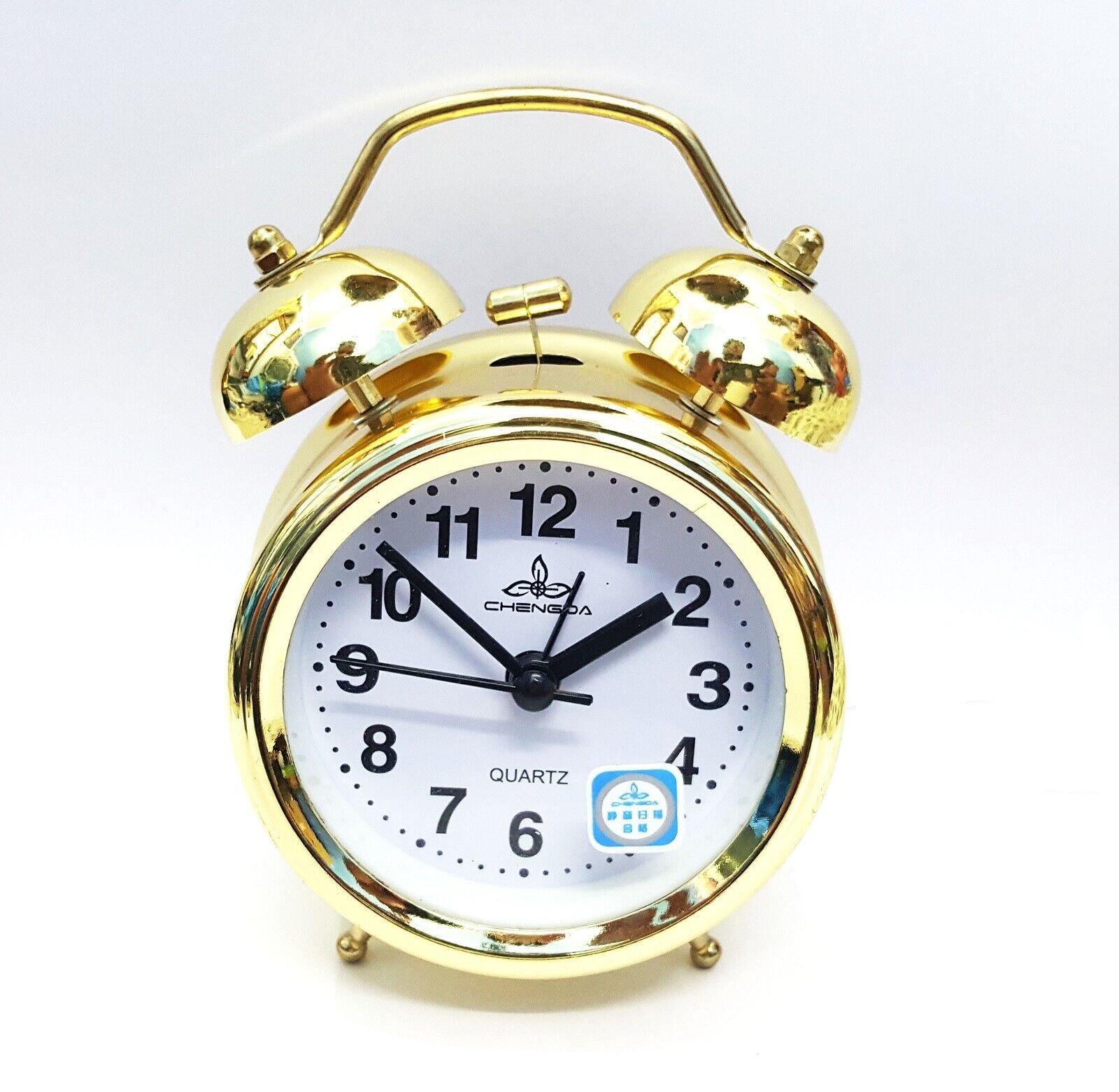 Vintage Golden 3 Inch Display Metal Twin Bell Alarm Table Clock With Light