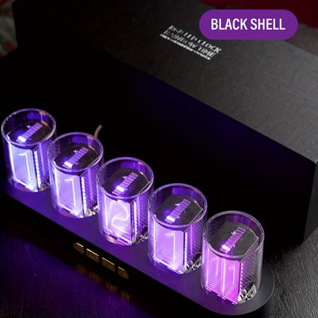 Vintage LED Nixie Tube Clock with RGB Luminous Night Light - USB Powered Desk Ornament featuring 9 Dynamic Modes - Ideal for Game Rooms, Bedrooms, and Offices - Comes in Gift Box Packaging