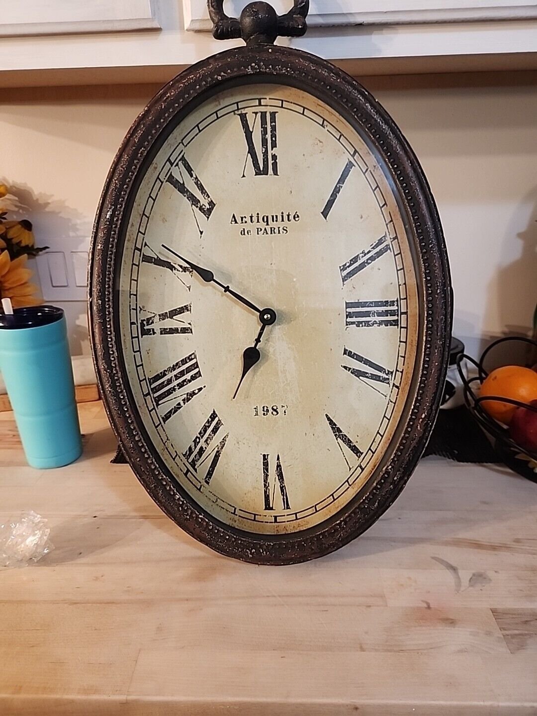 Vintage Style Oval Antique De Paris Wall Clock