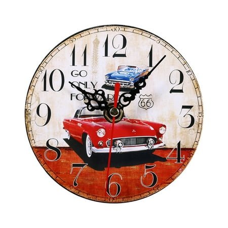 WALFRONT 7 Types Creative Antique Wall Clock Vintage Style Wooden Round Clocks Home Office Decoration , Wood Wall Clock, Vintage Wood Wall Clock