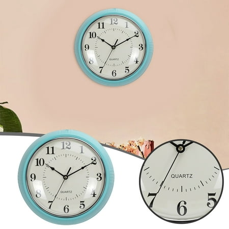 Wall Clock Instruments Retro Round Turquoise Metal Analog Alarm Blue