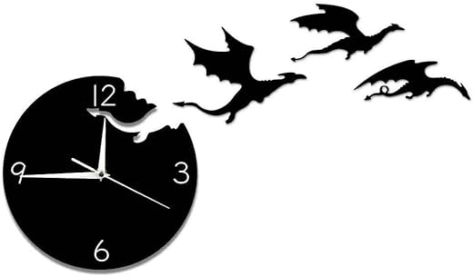 Wall Clock Magic Flying Angry Fantasy Dragon Wall Clock Abstract Gothic Fairytale Dragon Wall Art Quartz Analog Quiet Decorative Wall Watch