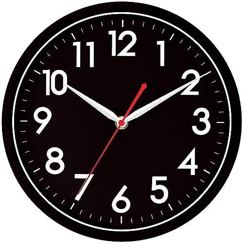 Wall Clock Modern Black Silent Non Ticking Wall Clocks 12" D-black Face