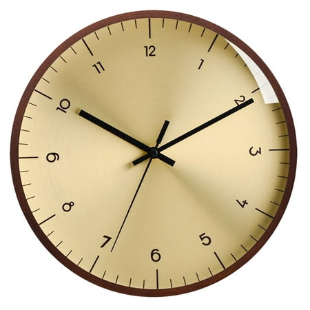 Wall Clock Nordic Precise Wall Mounted Minimalism Non-ticking Round Brass Dial Brass Surface C