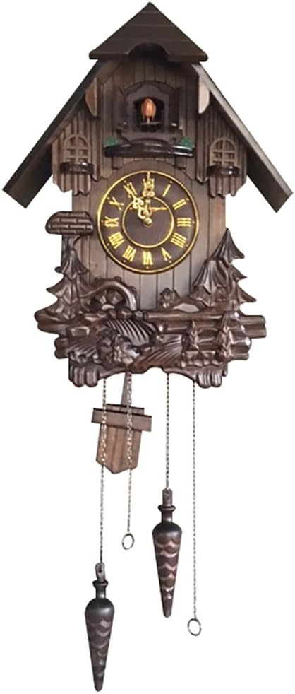 Wall Cuckoo Clocks Black Forest Wooden Cuckoo Clock. Black Forest Hand-Carved Cuckoo Clock. Bright Cuckoo Bird Sounds On The Hour and Chime Has Automatic Shut-Off. Excellent Gift.