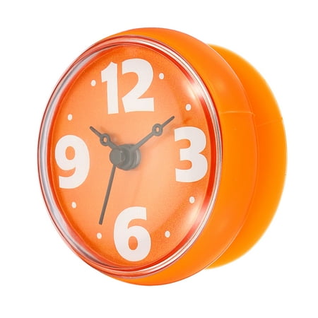 Waterproof Shower Clock Mini Bathroom Mirror Wall Clocks with Suction Cup, Orange