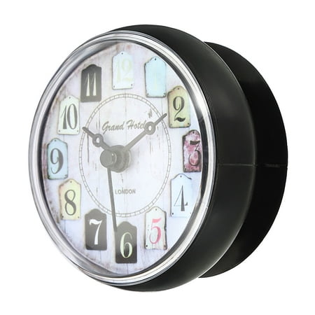 Waterproof Shower Clock Mini Bathroom Mirror Wall Clocks with Suction Cup, Black