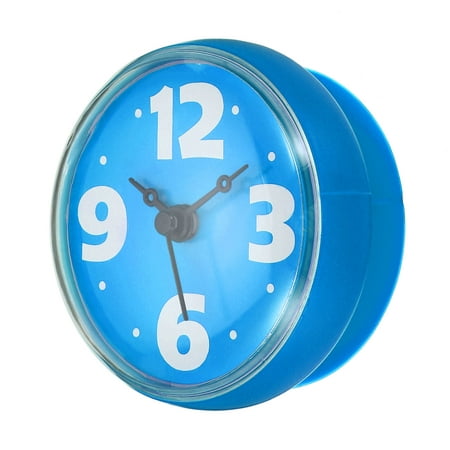 Waterproof Shower Clock Mini Bathroom Mirror Wall Clocks with Suction Cup, Blue