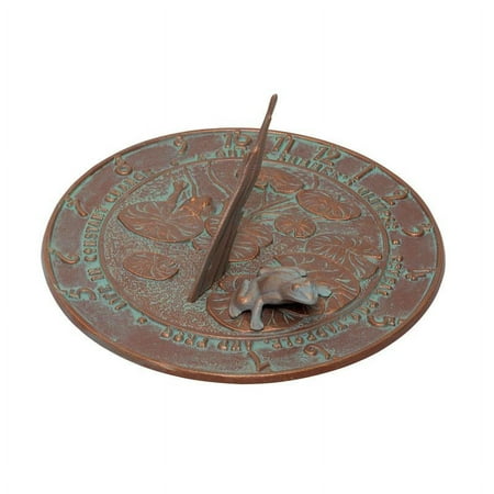 Whitehall Aluminum Frog Sundial, Copper Verdi, 12 dia.