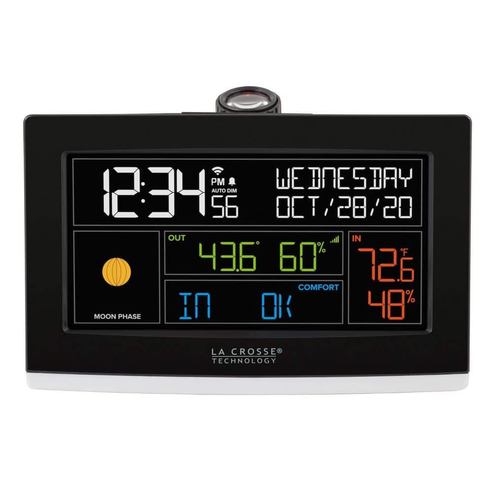 WiFi Projection Alarm Clock with Outdoor Temperature and Humidity and Remote Home...