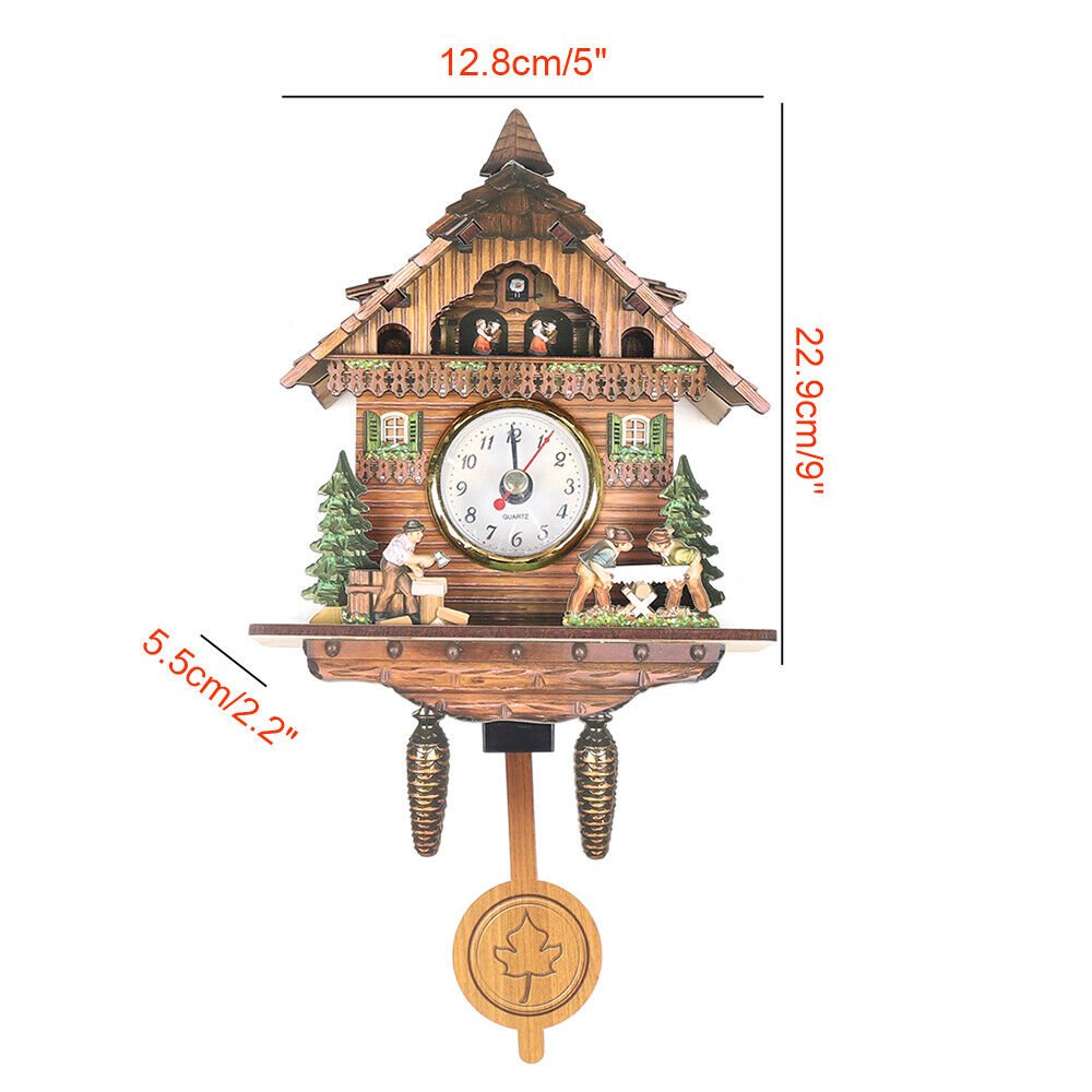 Wood Clock Wall Clock Room Decor Black Forest House Swing Clock