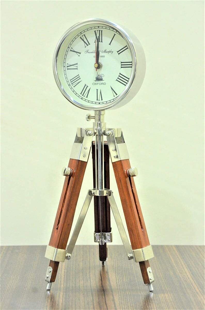 Wooden Table Clock Table & Floor Standing Roman Number Clock 18 Inch with Adjust