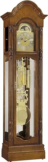 Howard Miller Ridgeway Freedman Floor Clock II 549-017 – Treasure Oak Finish, Vertical Home Décor, Illuminated Dial, Lyre Pendulum, Cable-Driven Triple-Chime