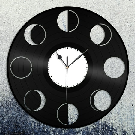 YanGxx Moon Phases Vinyl Wall Clock Souvenir Gift for Friends Home Room Decoration Vintage Design Office Bar Room Home Decor