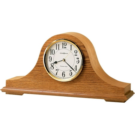 YANRUI Nicholas Mantel Clock 635-100 ? Golden Oak Finish, Polished Brass-Finish Bezel, Black Numerals, Brass Second Hand, Quartz Movement, Westminster Chime