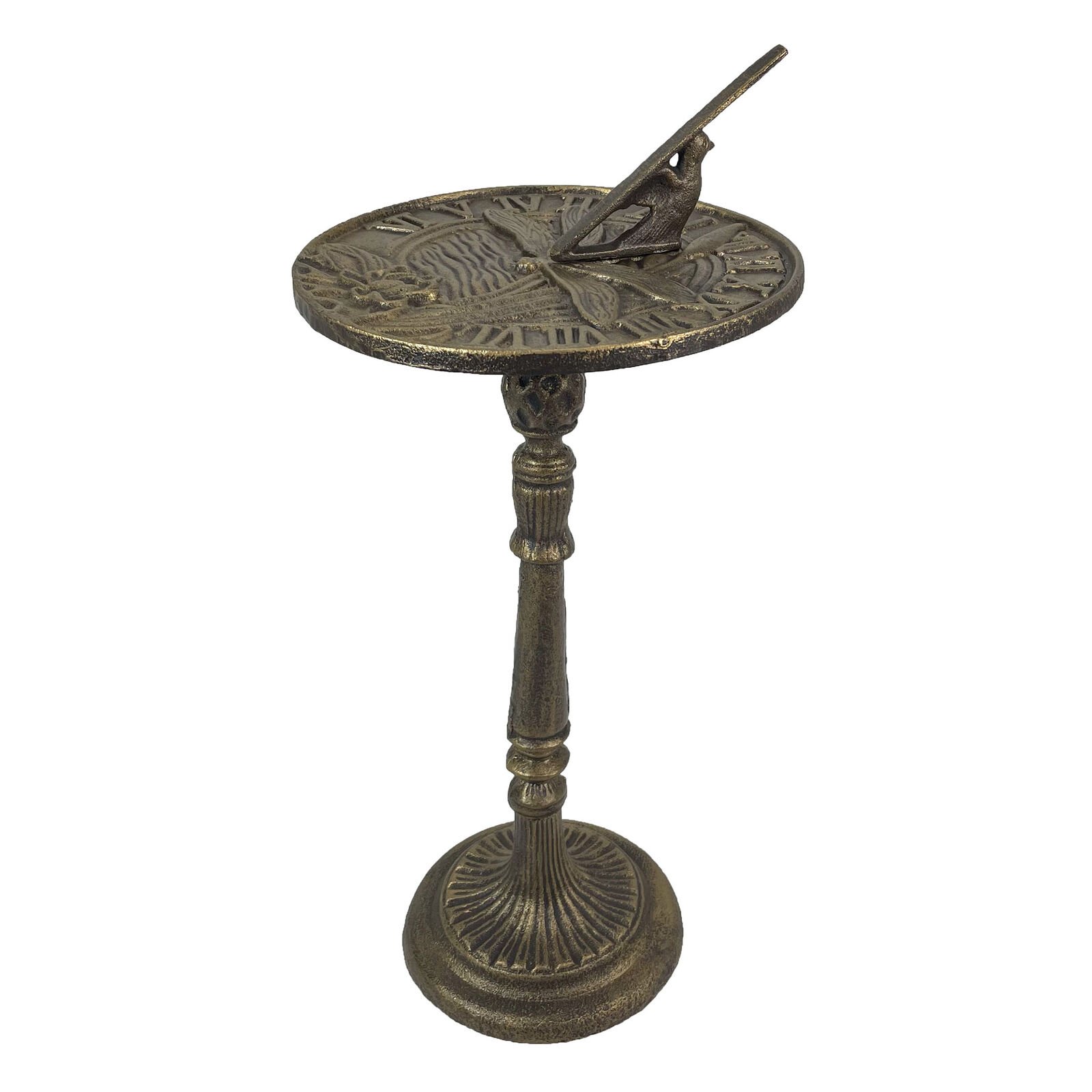 Zeckos 21-Inch Cast Iron Dragonfly Sundial Home Garden Decor