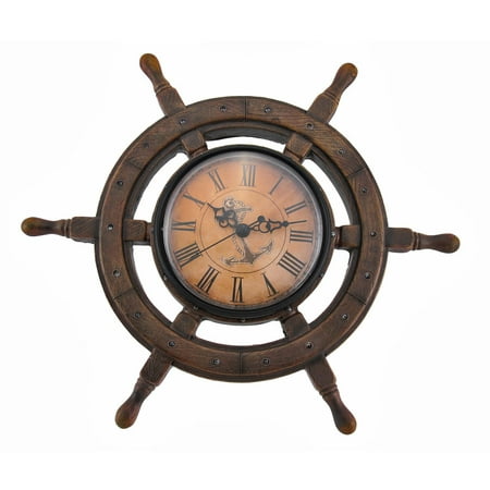 Zeckos Master of Destiny Ship Wheel Wall Clock Nautical 11.5 inch