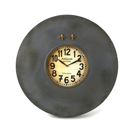 Zentique 23 Gray and Ivory Antique Style Round Paris Wall Clock