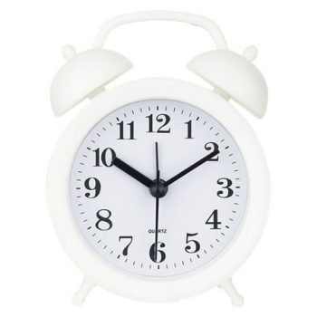 Loud Alarm Clock for Heavy Sleepers Adults,Silent Non-Ticking Quartz,Twin Bell Analog Kids Alarm Clocks for Bedrooms Bedside - White