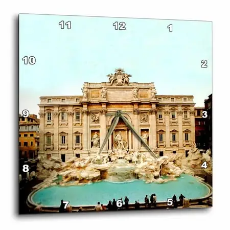 3dRose Trevi Fountain Italy - Wall Clock, 10 by 10-inch